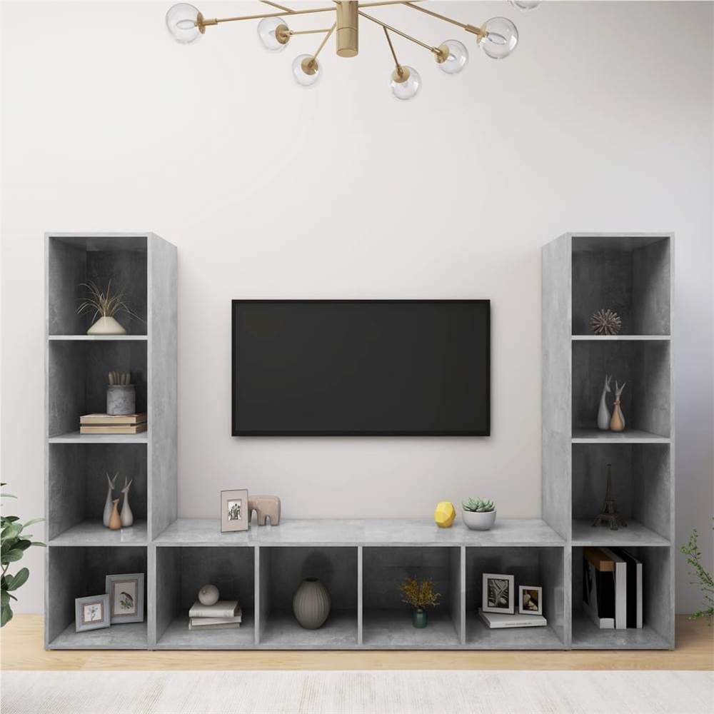 

TV Cabinets 3 pcs Concrete Grey 142.5x35x36.5 cm Chipboard