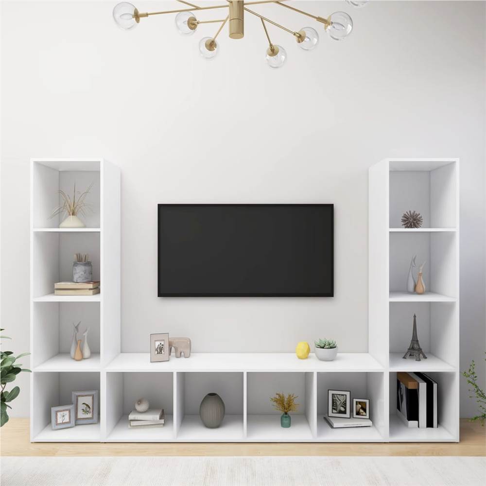 

TV Cabinets 3 pcs White 142.5x35x36.5 cm Chipboard