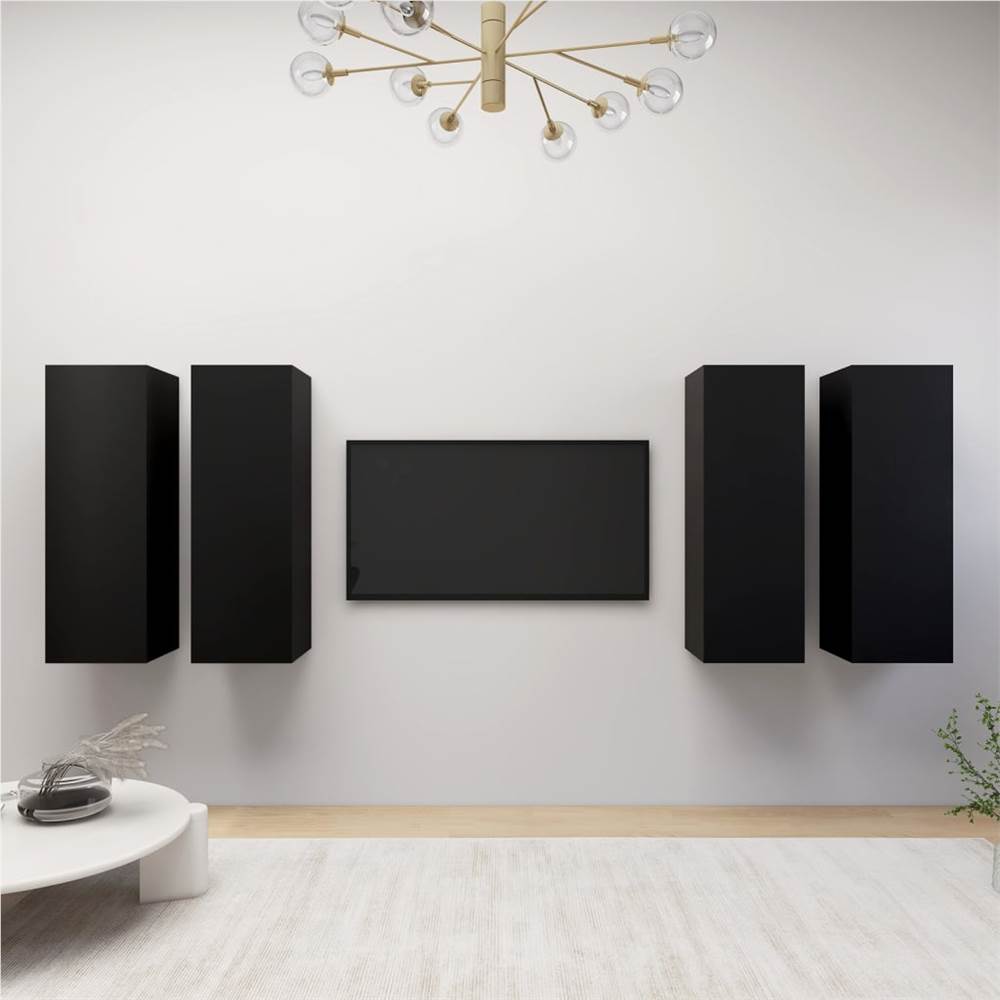 

TV Cabinets 4 pcs Black 30.5x30x90 cm Chipboard