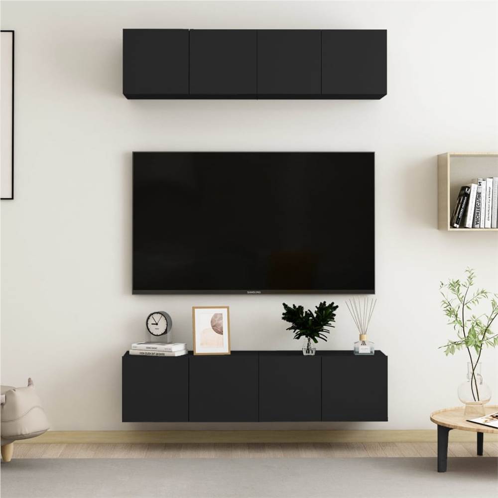 

TV Cabinets 4 pcs Black 60x30x30 cm Chipboard