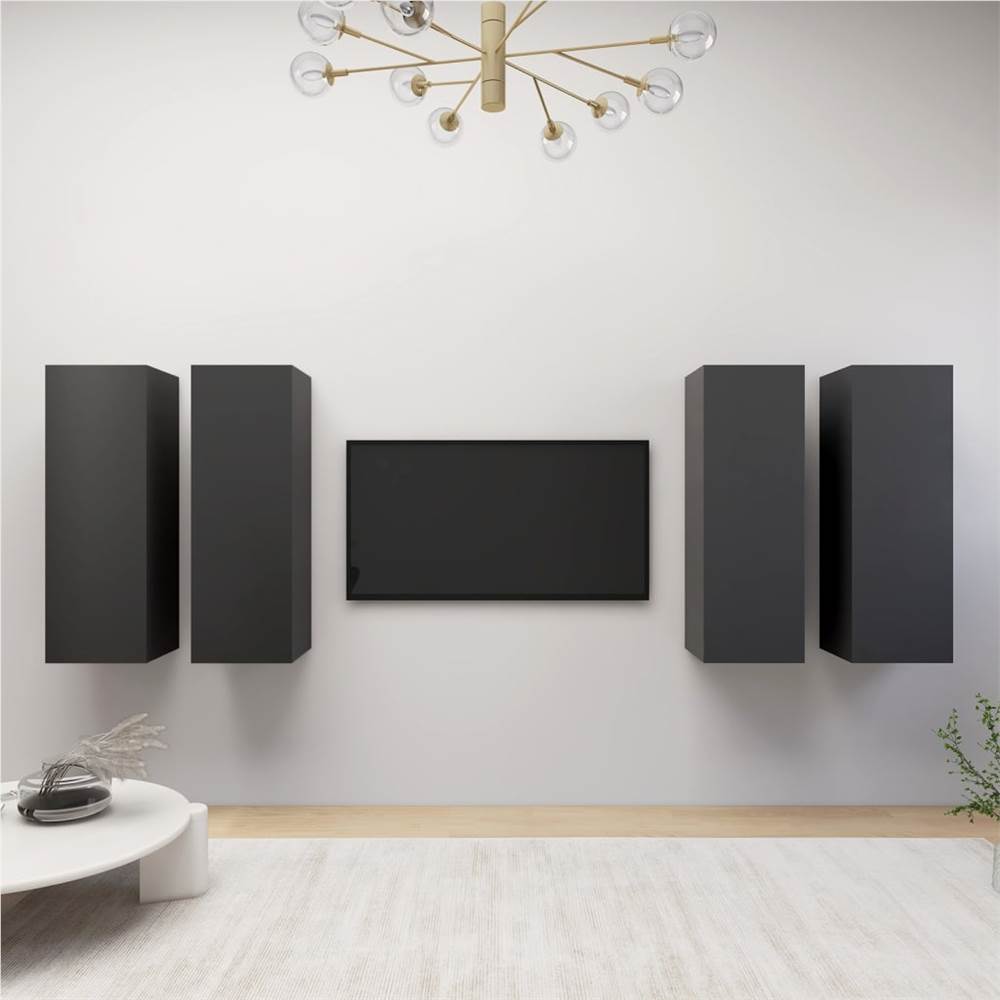 

TV Cabinets 4 pcs Grey 30.5x30x90 cm Chipboard