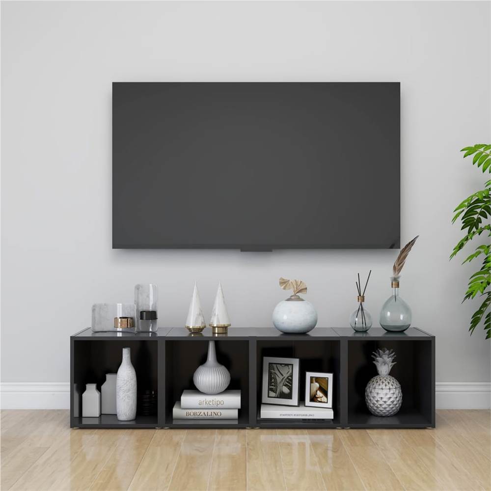 

TV Cabinets 4 pcs Grey 37x35x37 cm Chipboard