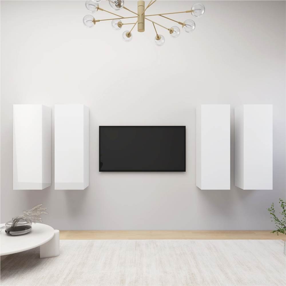 

TV Cabinets 4 pcs High Gloss White 30.5x30x90 cm Chipboard