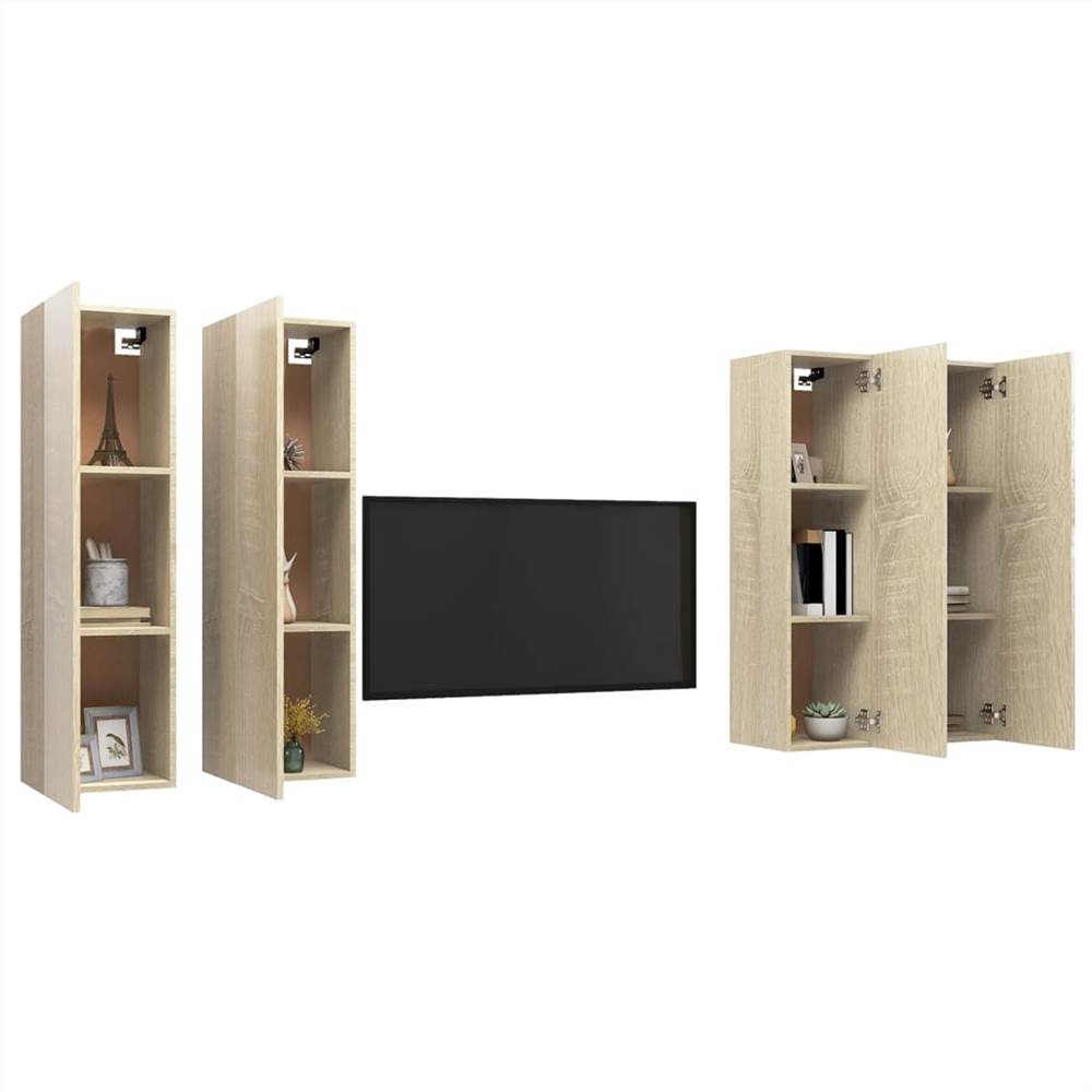 TV Cabinets 4 Pcs Sonoma Oak 30.5x30x110 Cm Chipboard 7 TV Cabinets 4 pcs Sonoma Oak 30.5x30x110 cm Chipboard