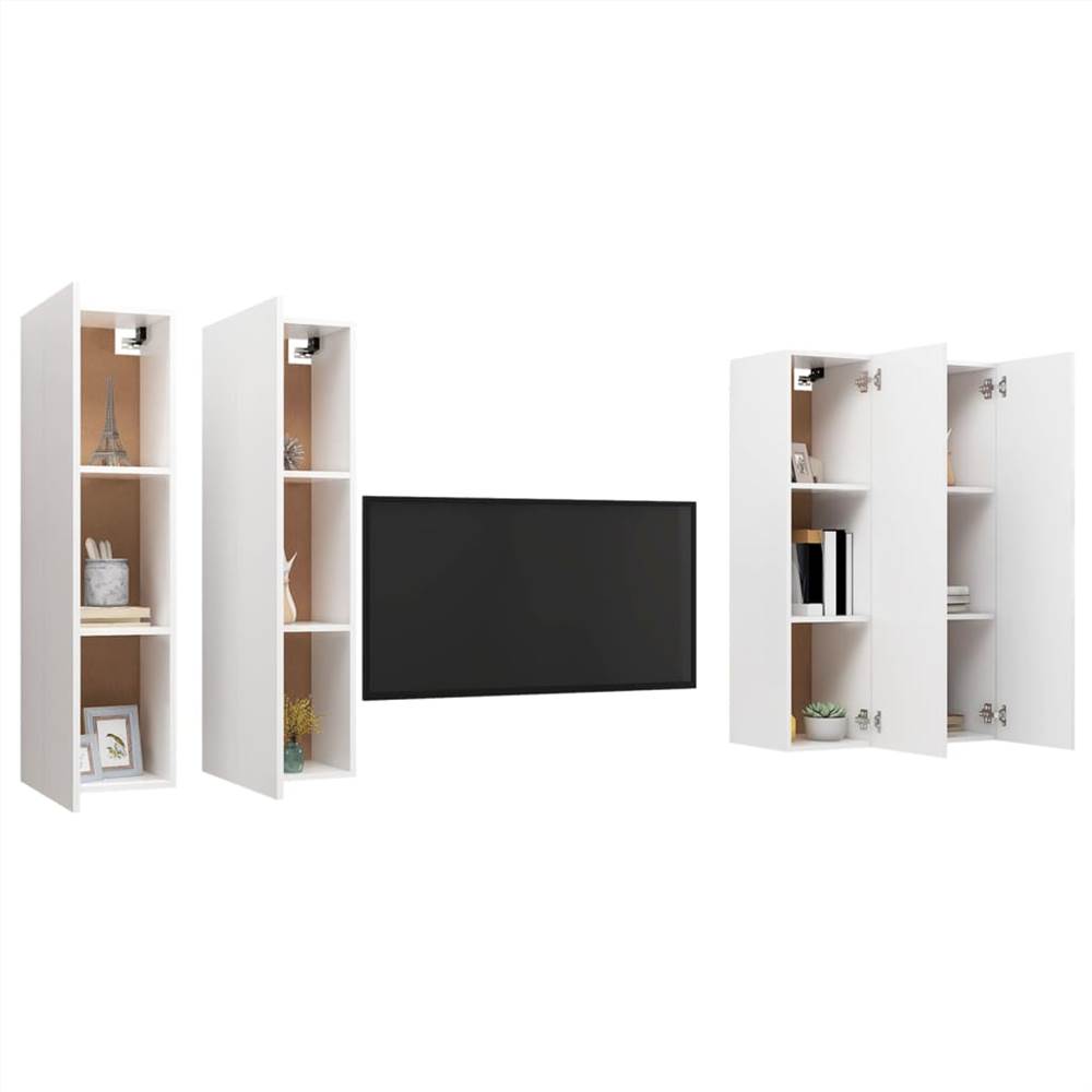 TV Cabinets 4 pcs White 30.5x30x110 cm Chipboard