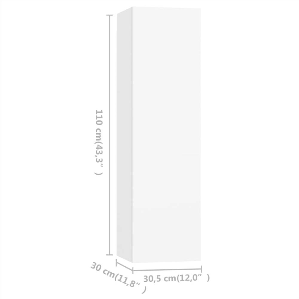 TV Cabinets 4 pcs White 30.5x30x110 cm Chipboard