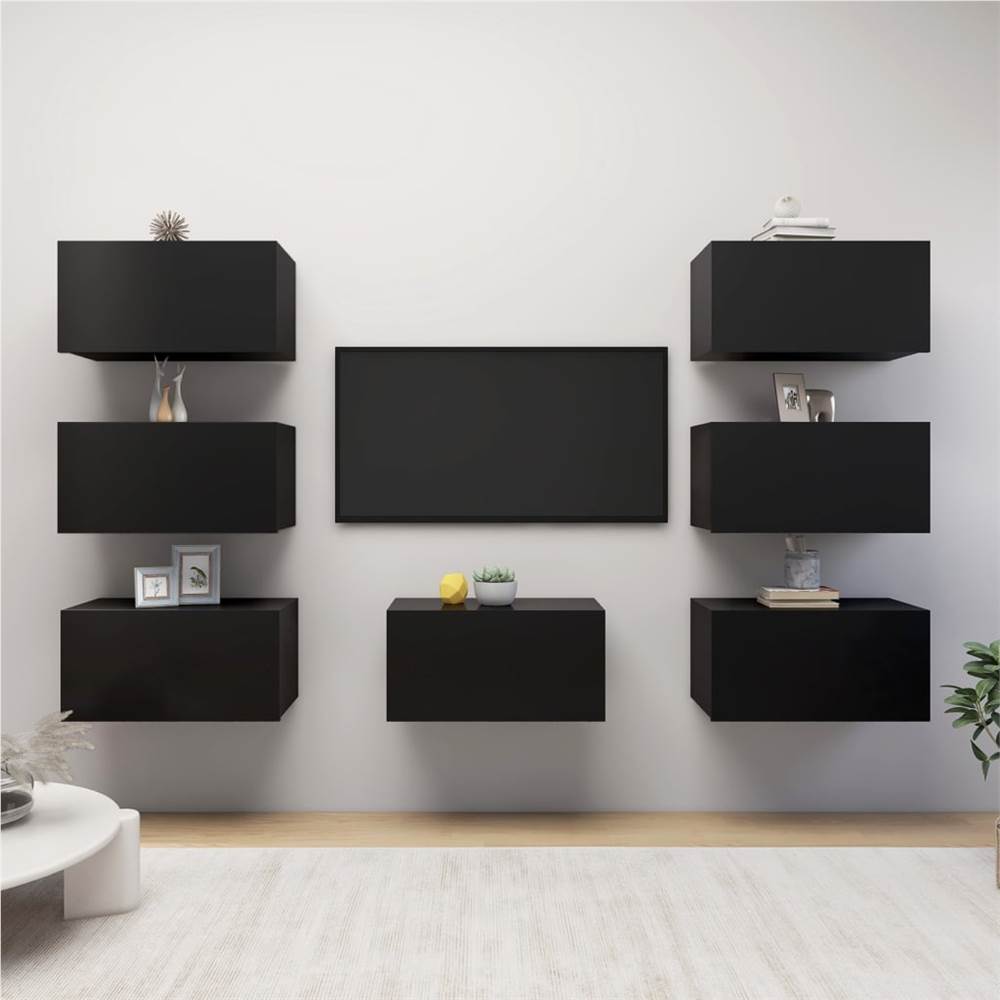 

TV Cabinets 7 pcs Black 30.5x30x60 cm Chipboard