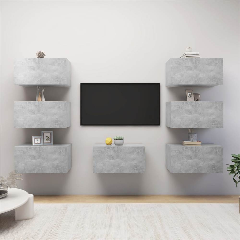 

TV Cabinets 7 pcs Concrete Grey 30.5x30x60 cm Chipboard