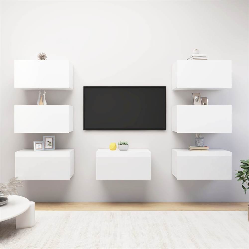 

TV Cabinets 7 pcs High Gloss White 30.5x30x60 cm Chipboard
