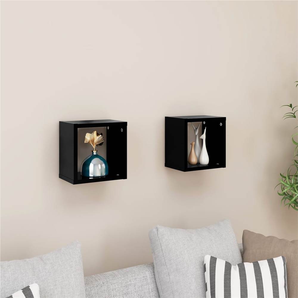 

Wall Cube Shelves 2 pcs Black 22x15x22 cm