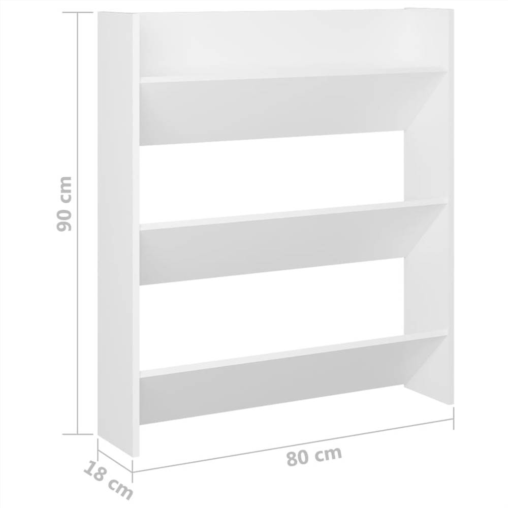 Wall Shoe Cabinet White 80x18x90 cm Chipboard
