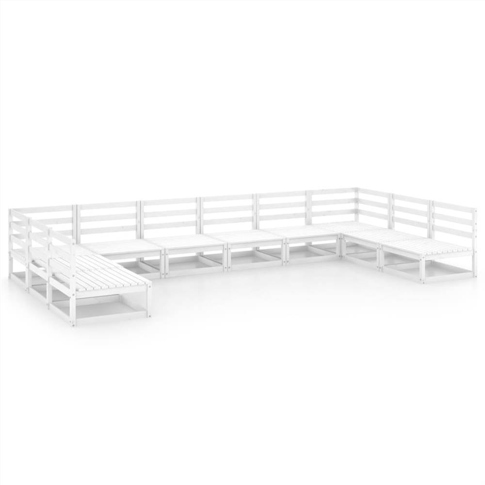 

10 Piece Garden Lounge Set Solid Pinewood