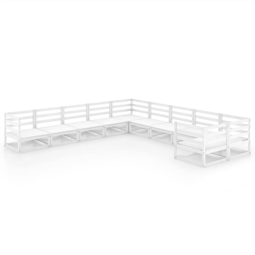 

10 Piece Garden Lounge Set Solid Pinewood