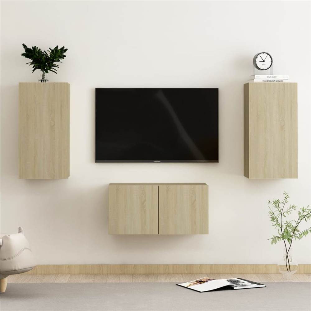 

3 Piece TV Cabinet Set Sonoma Oak Chipboard