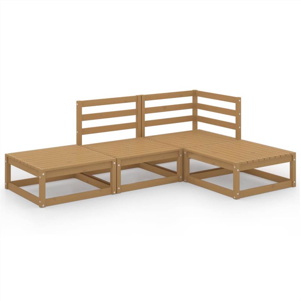 

4 Piece Garden Lounge Set Honey Brown Solid Pinewood