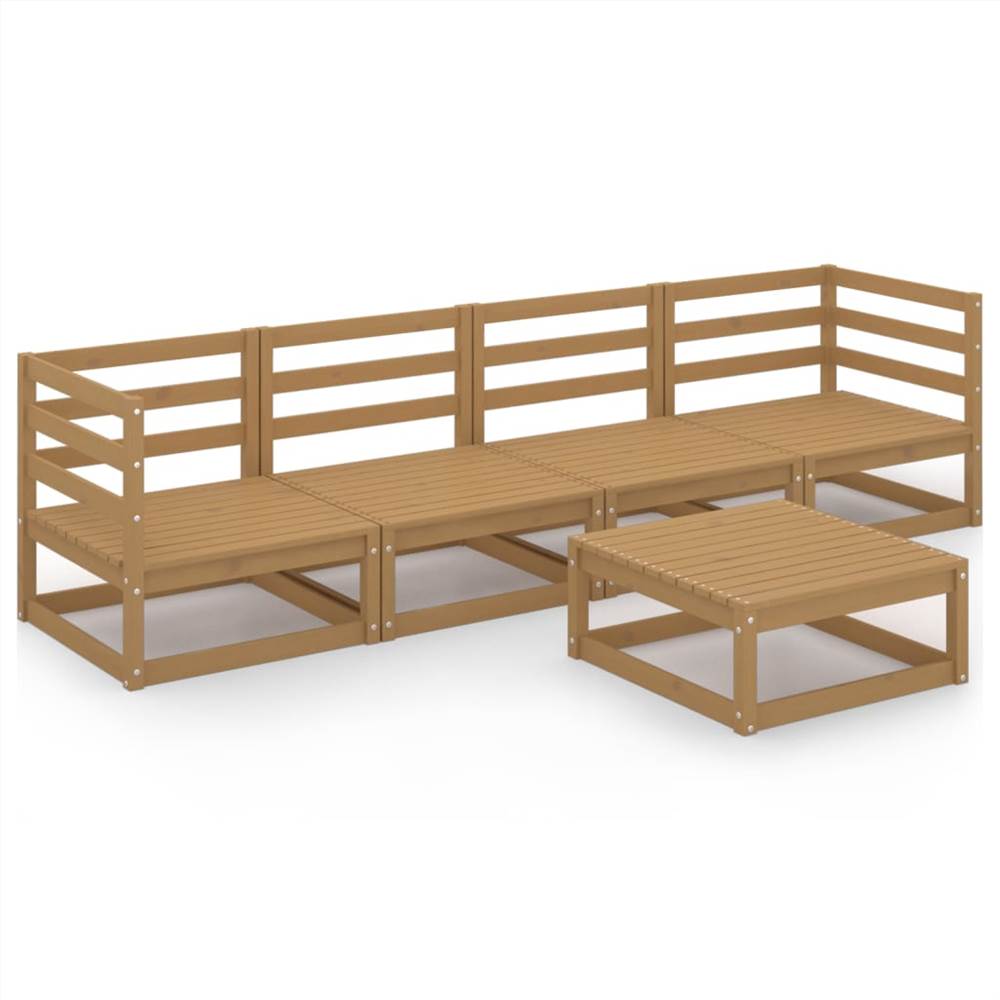 

5 Piece Garden Lounge Set Honey Brown Solid Pinewood