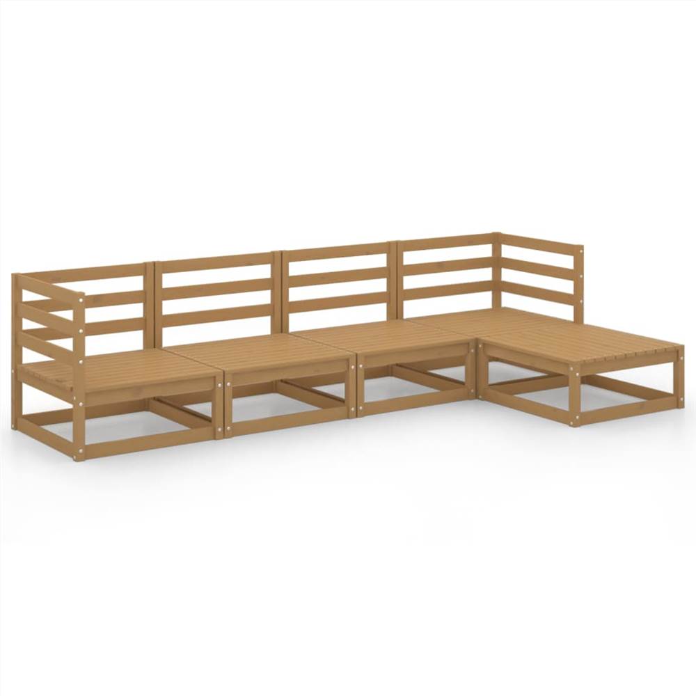 

5 Piece Garden Lounge Set Honey Brown Solid Pinewood