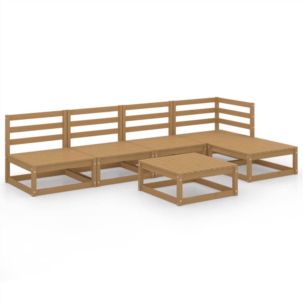 

6 Piece Garden Lounge Set Honey Brown Solid Pinewood