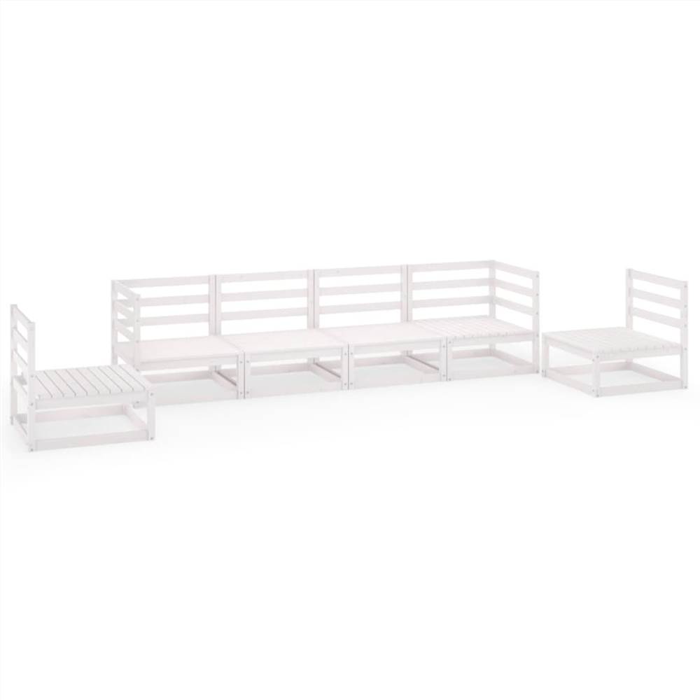 

6 Piece Garden Lounge Set White Solid Pinewood