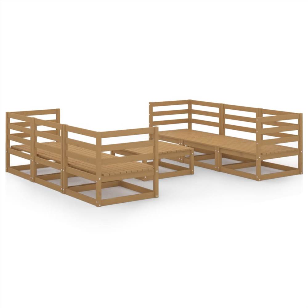 

7 Piece Garden Lounge Set Honey Brown Solid Pinewood
