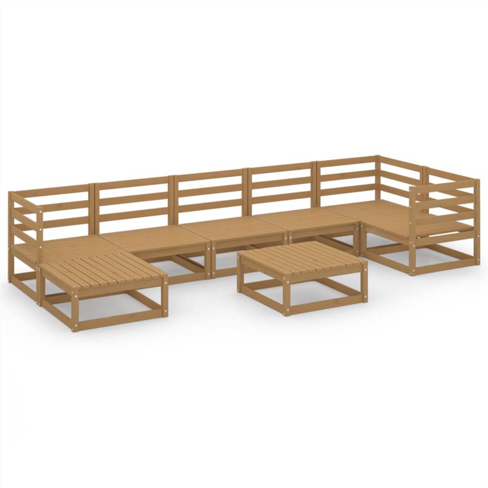 

8 Piece Garden Lounge Set Honey Brown Solid Pinewood