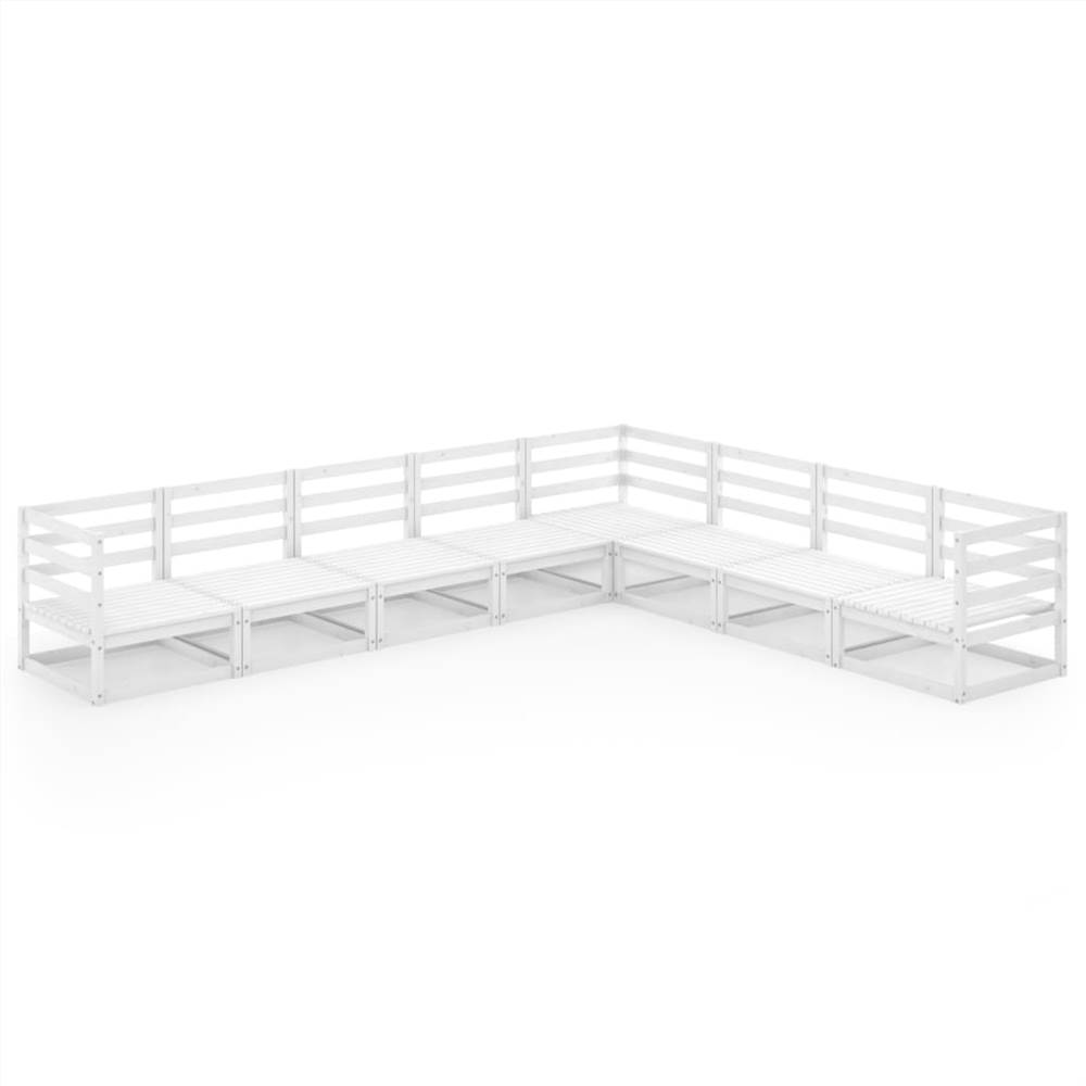 

8 Piece Garden Lounge Set White Solid Pinewood