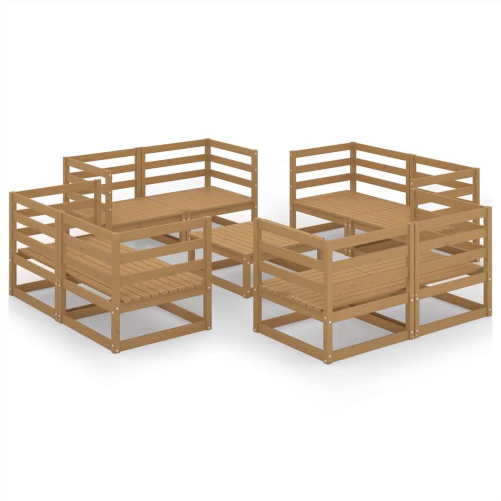 

9 Piece Garden Lounge Set Honey Brown Solid Pinewood