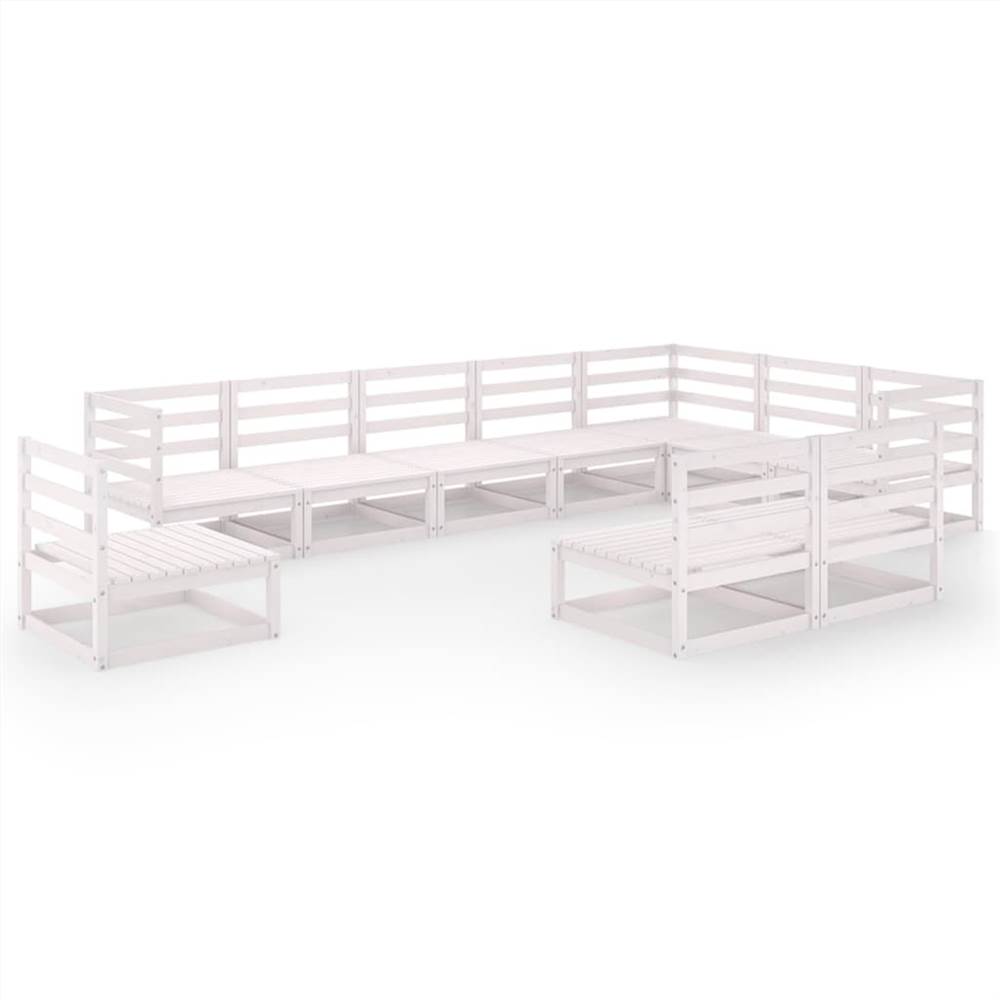 

9 Piece Garden Lounge Set White Solid Pinewood