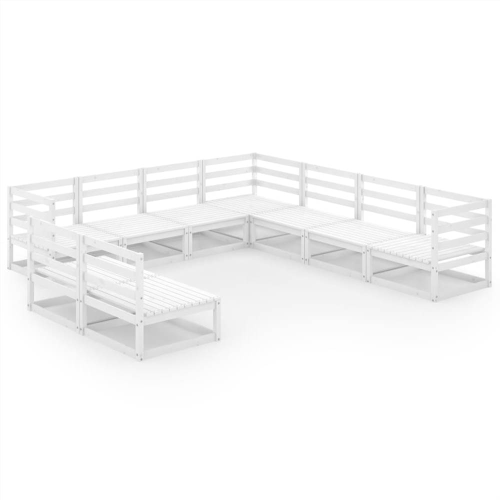

9 Piece Garden Lounge Set White Solid Pinewood