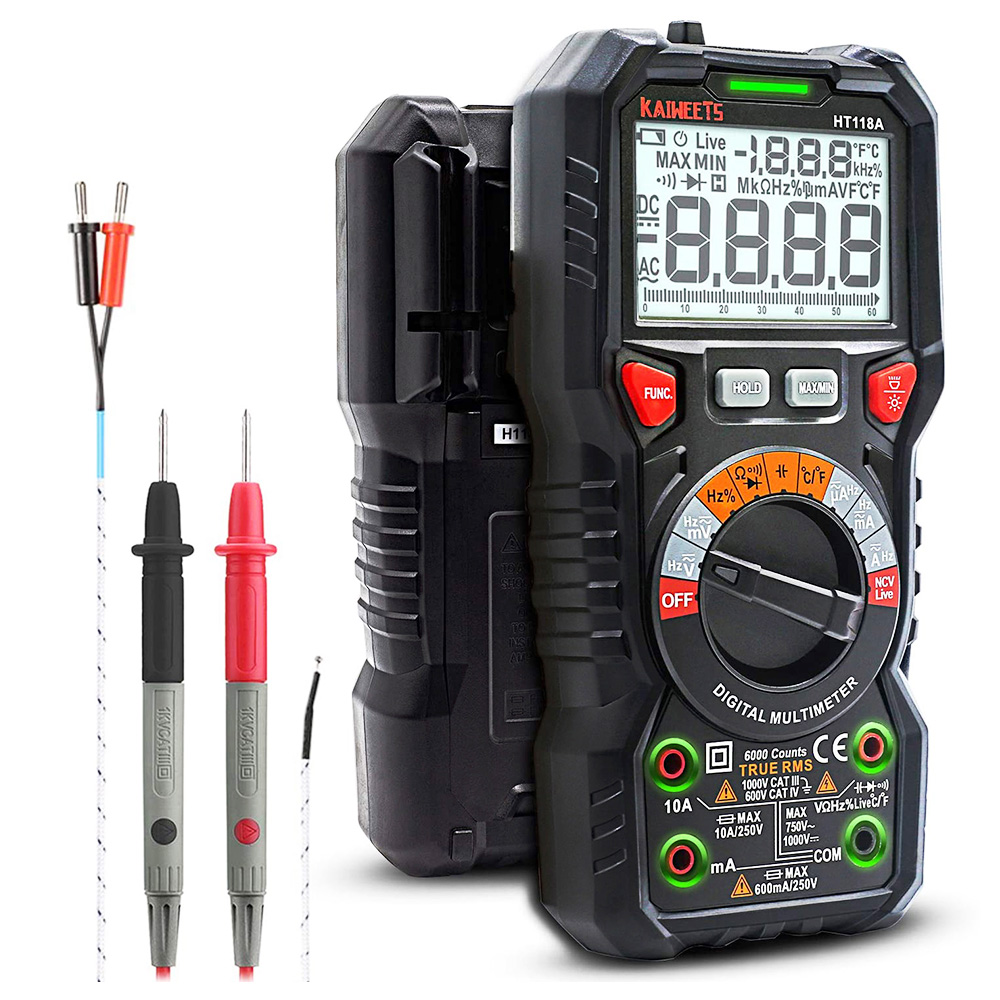 Kaiweets Digital Multimeter Trms 6000 Counts Europe 9188