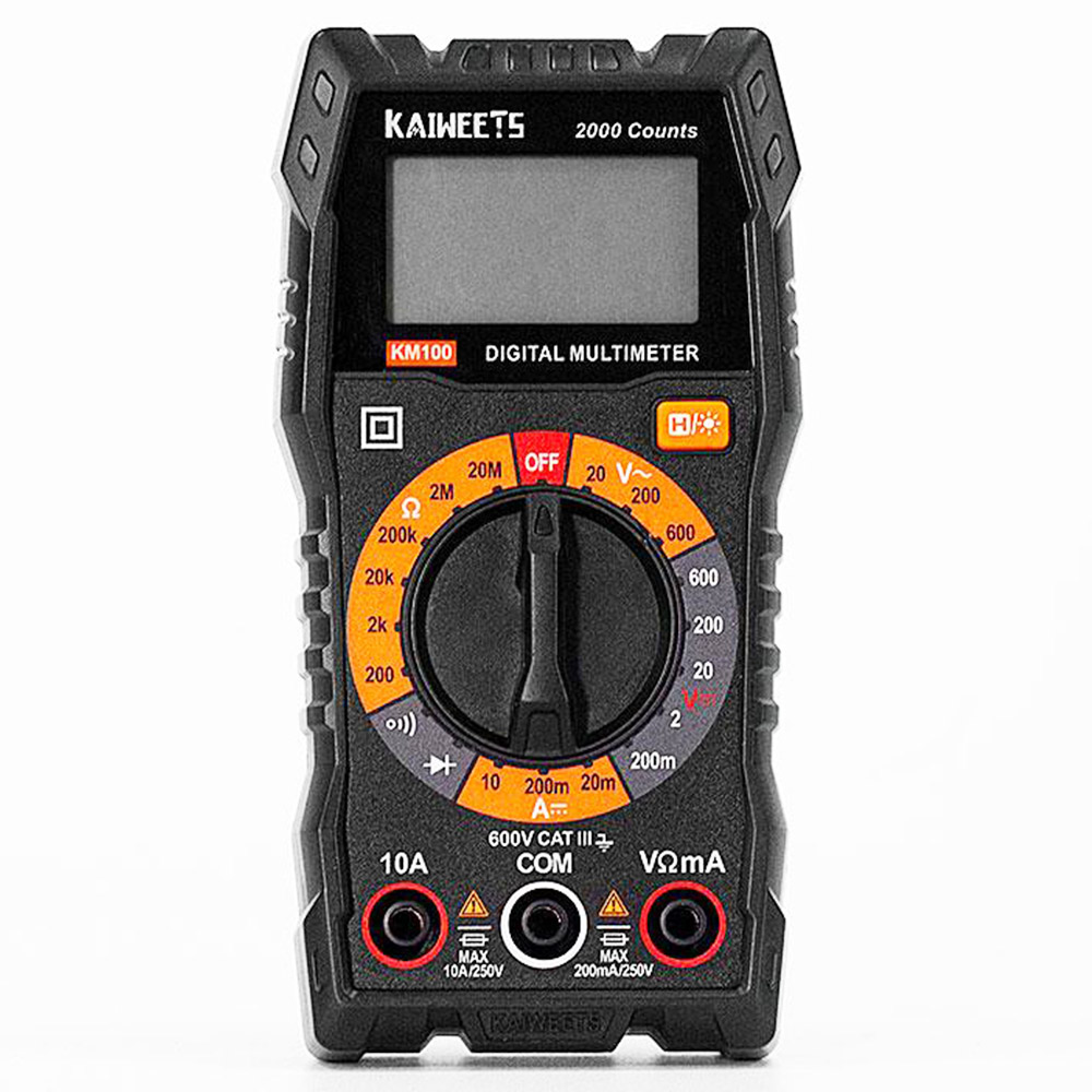 Multimètre numérique KAIWEETS KM100 avec étui, voltmètre CC AC, testeur de tension Ohm Volt et testeur de tension de diode de test de continuité