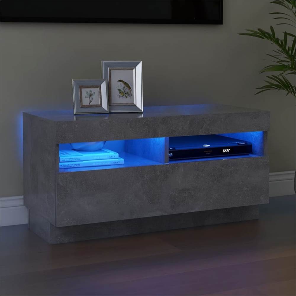 

TV Cabinet with LED Lights Concrete Grey 80x35x40 cm