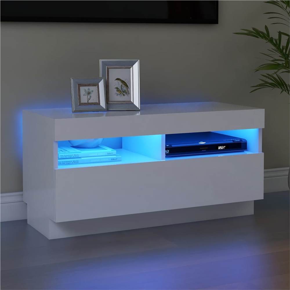 

TV Cabinet with LED Lights White 80x35x40 cm