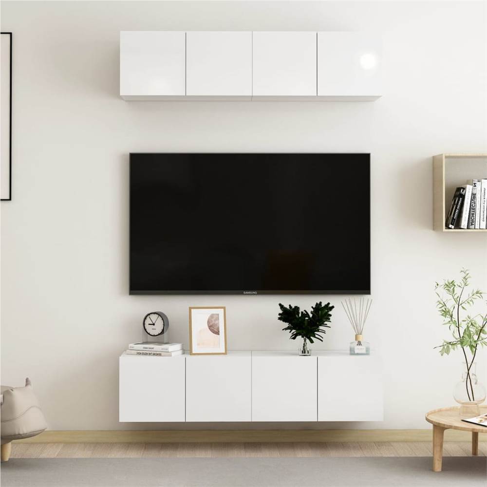 

TV Cabinets 4 pcs High Gloss White 60x30x30 cm Chipboard