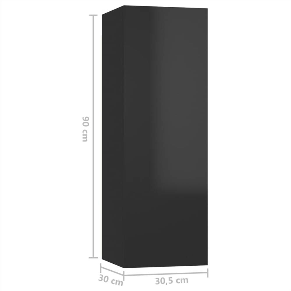 10 Piece TV Cabinet Set High Gloss Black Chipboard