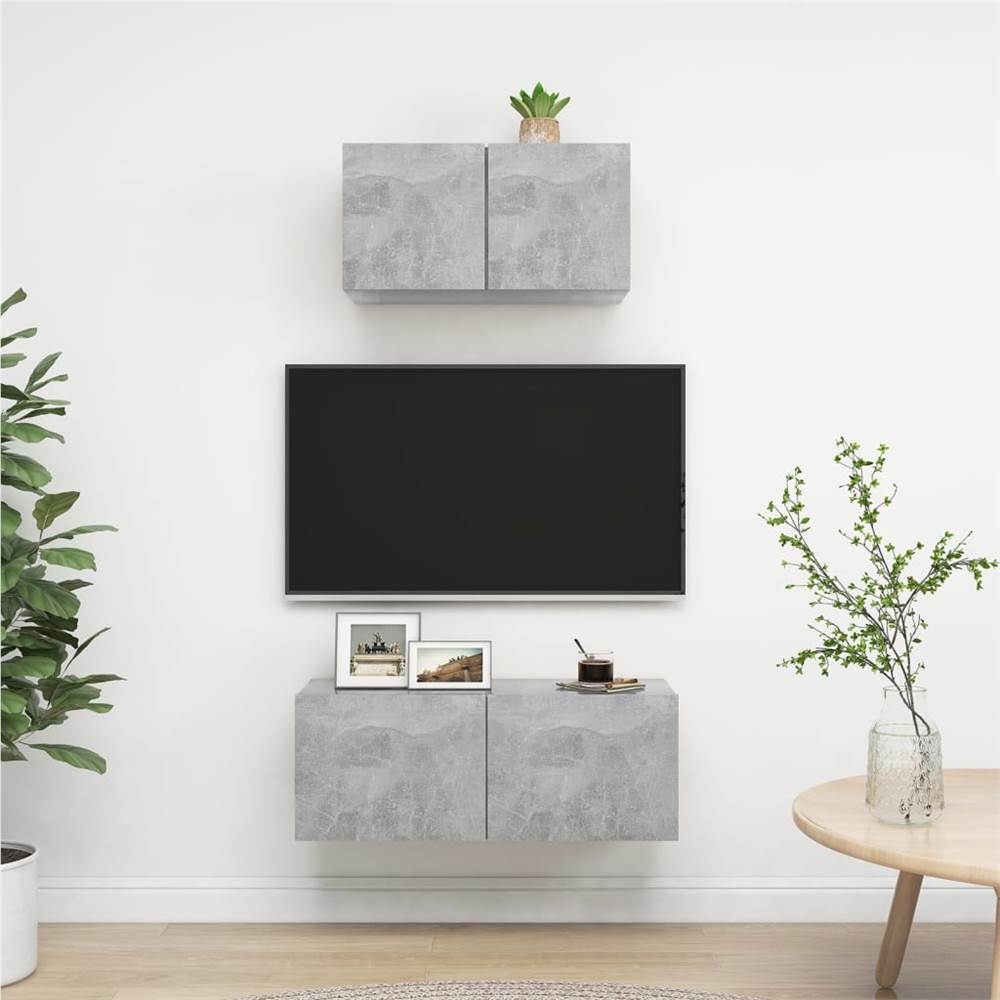 

2 Piece TV Cabinet Set Concrete Grey Chipboard