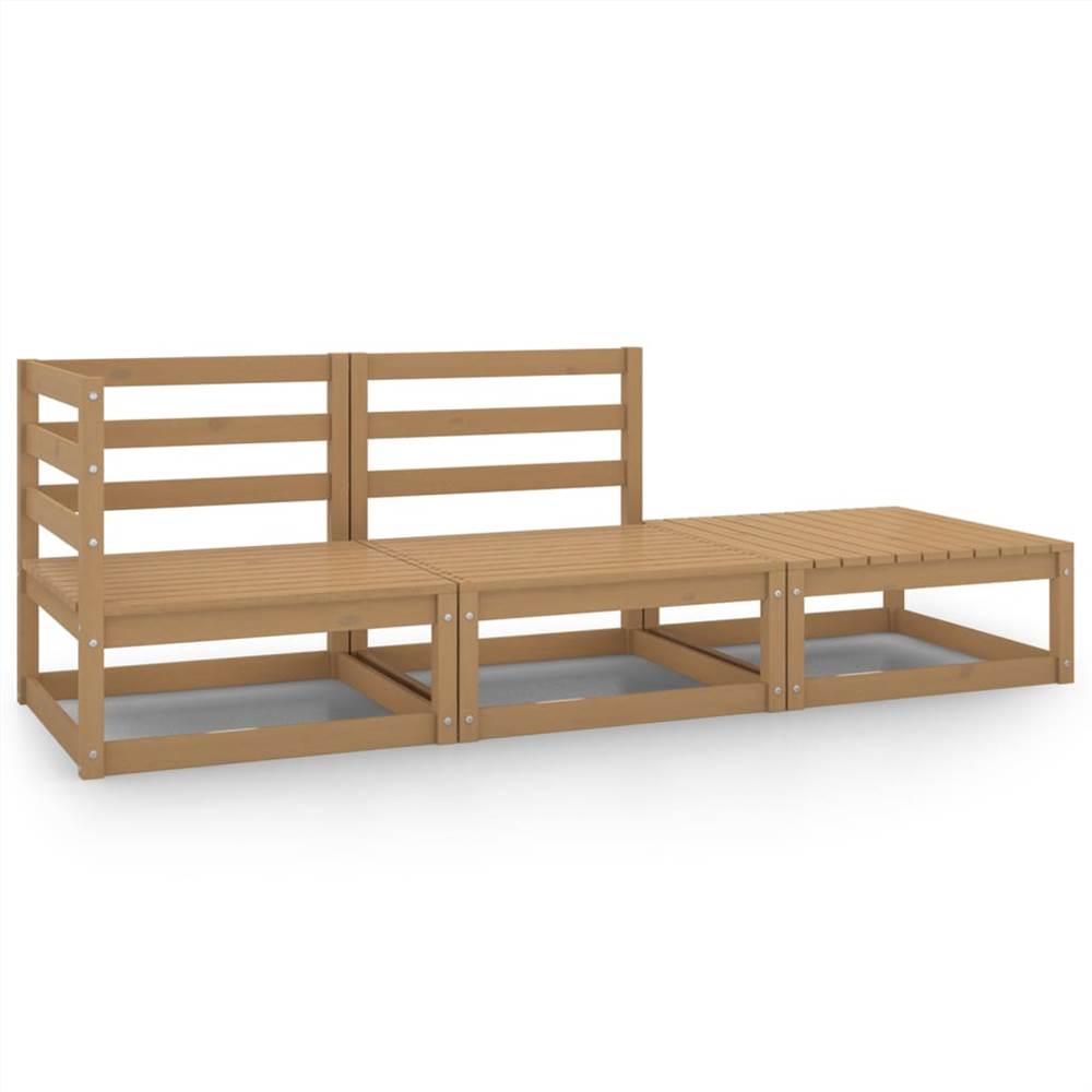 

3 Piece Garden Lounge Set Honey Brown Solid Pinewood