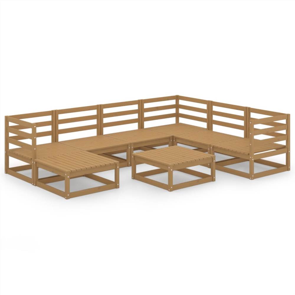 

8 Piece Garden Lounge Set Honey Brown Solid Pinewood