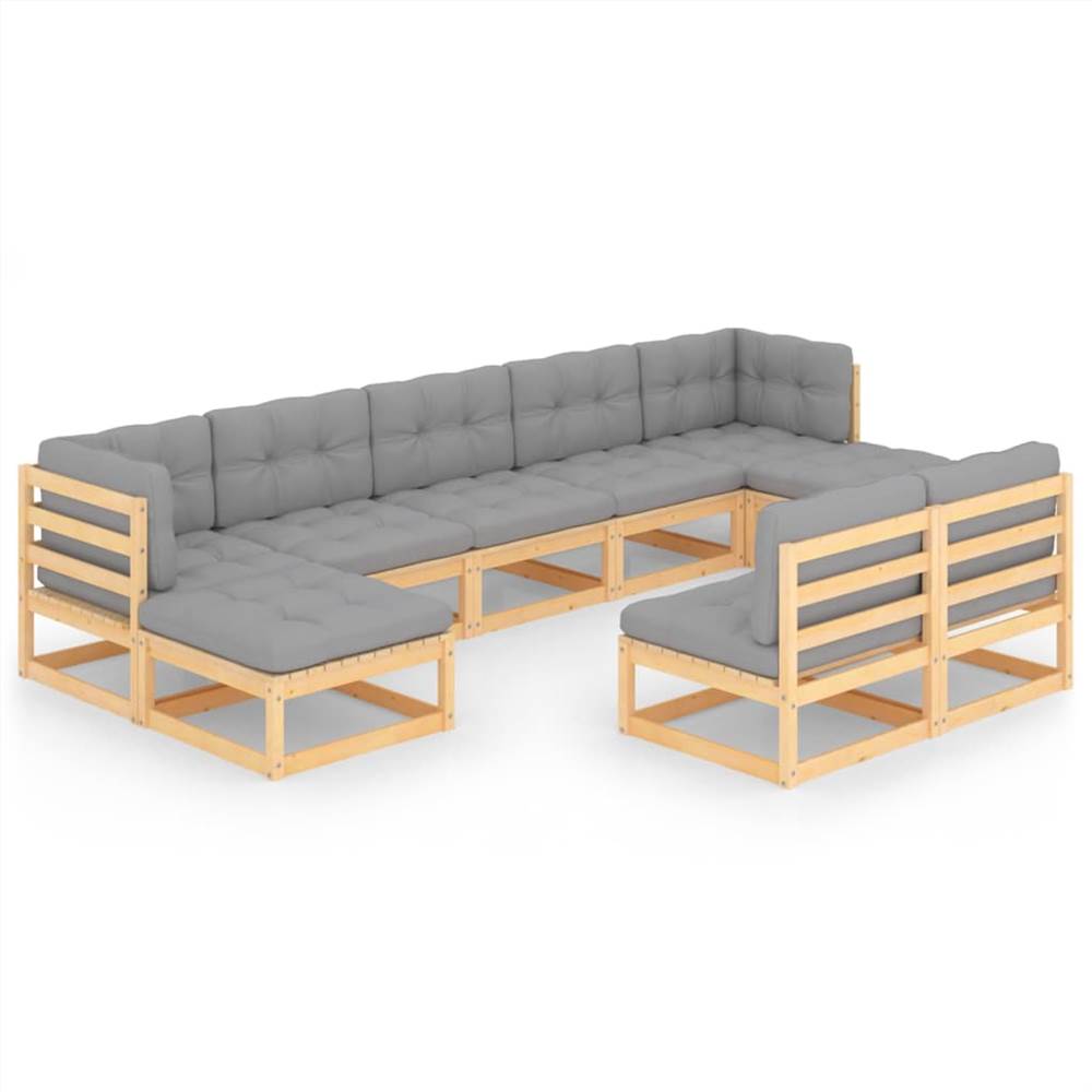

9 Piece Garden Lounge Set with Cushions Solid Pinewood