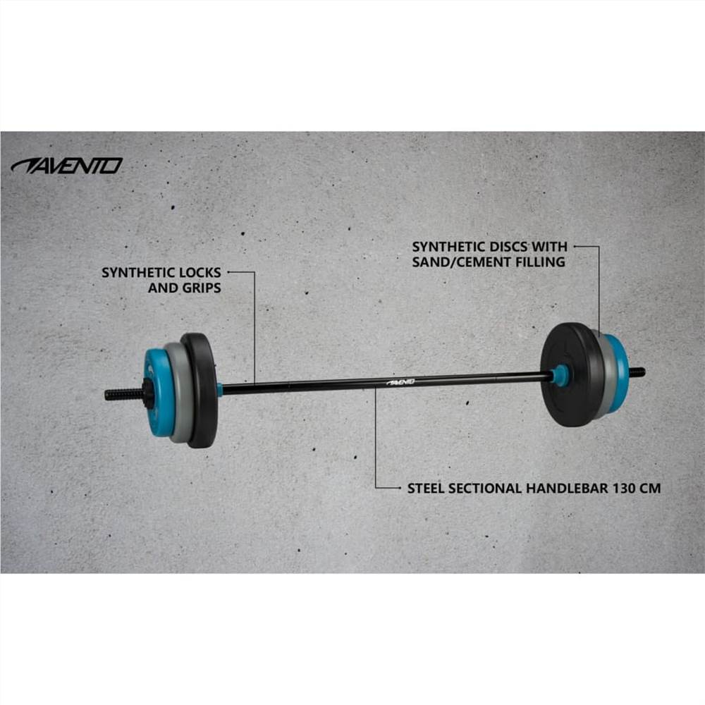 Avento Adjustable Barbell Set 20 kg Black. Blue and Grey