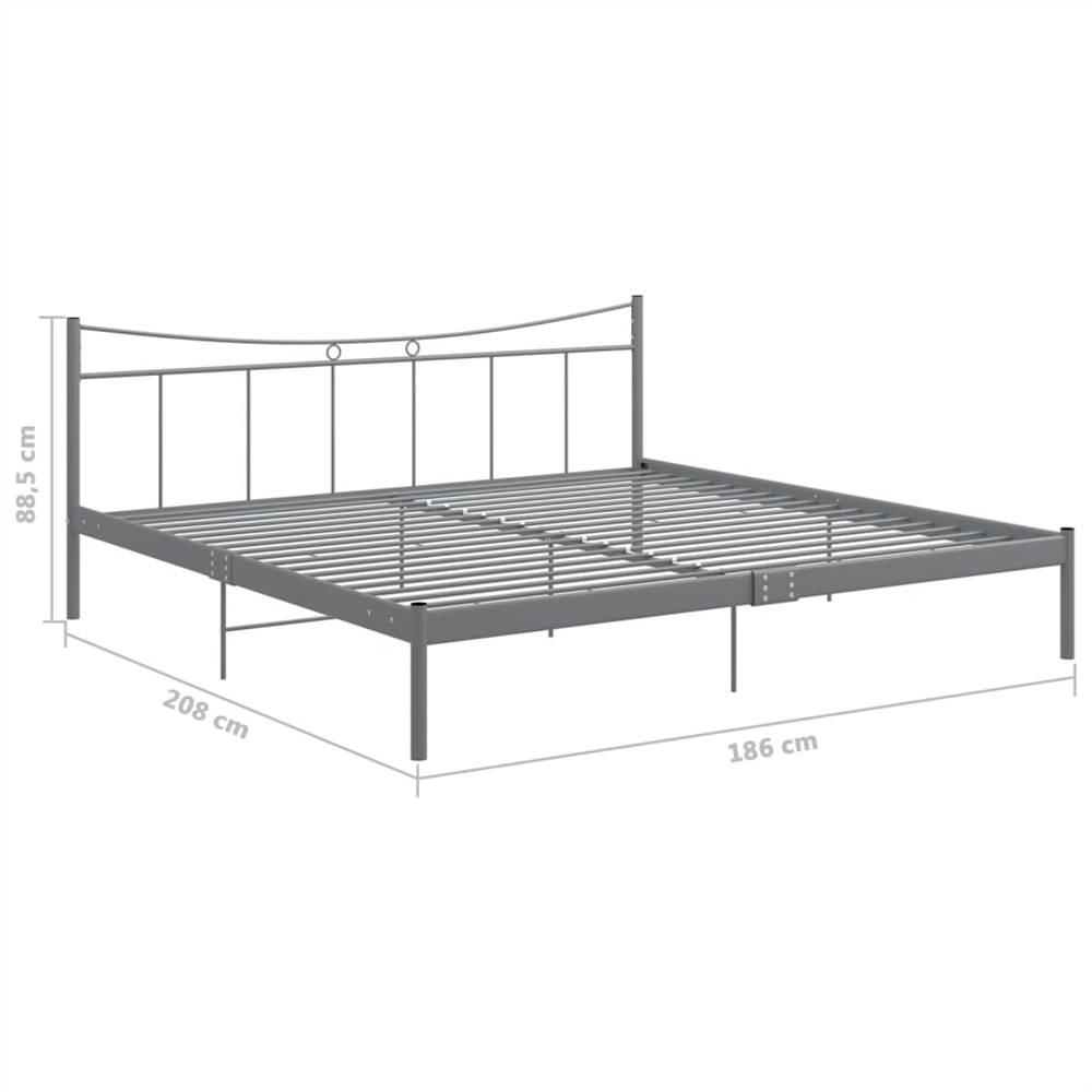 Bed Frame Grey Metal and Plywood 180x200 cm