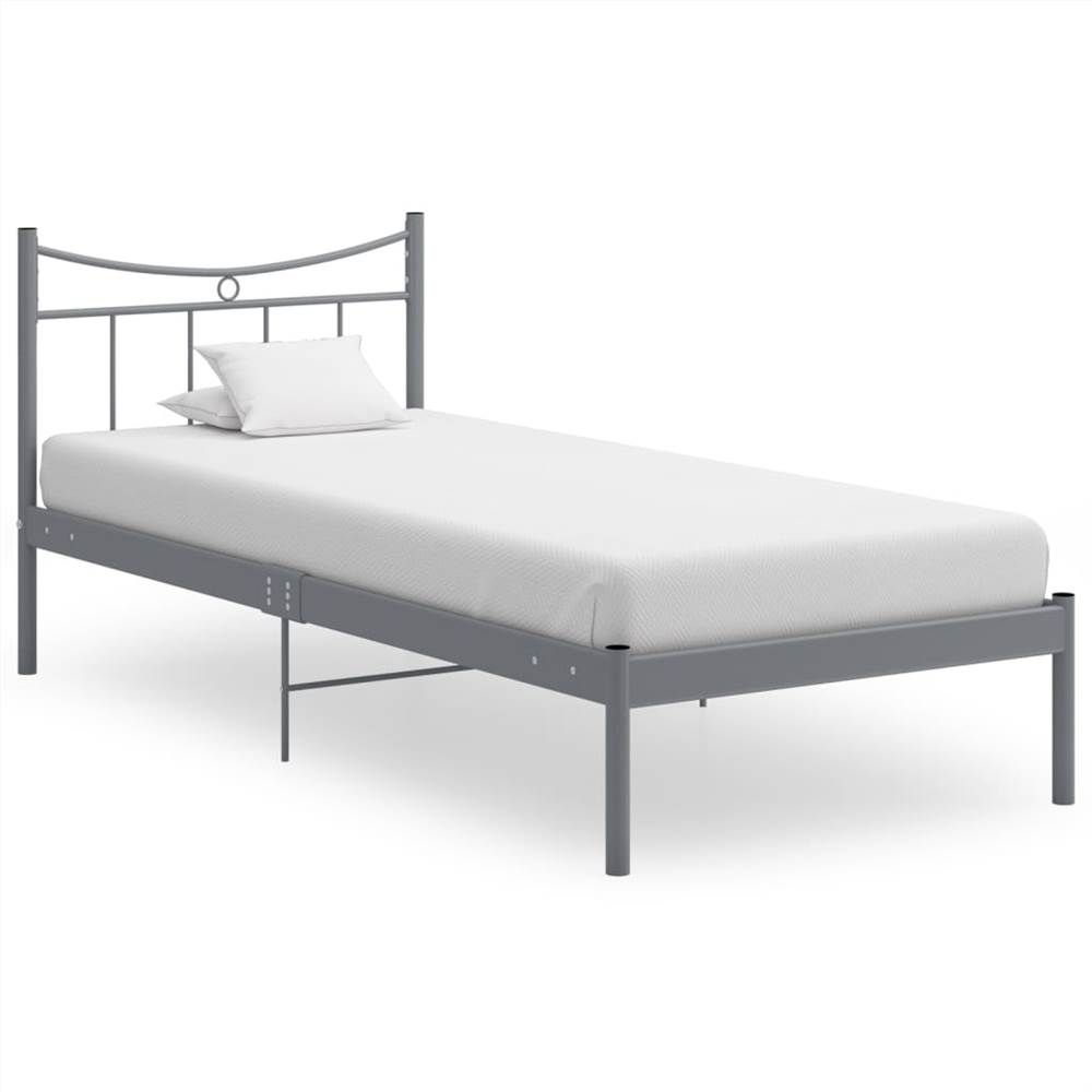 

Bed Frame Grey Metal and Plywood 90x200 cm