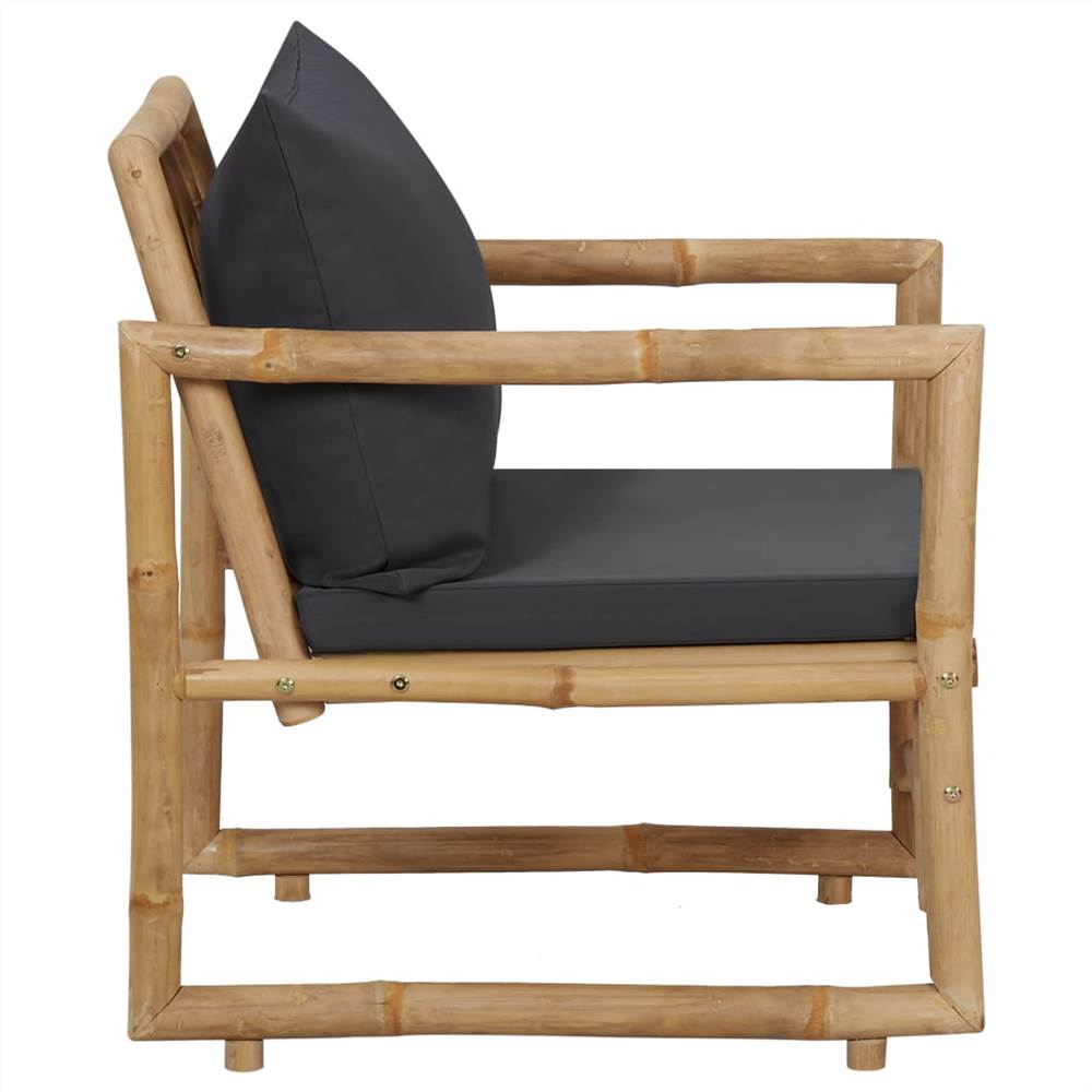 Garden Chairs with Cushions 2 pcs Bamboo