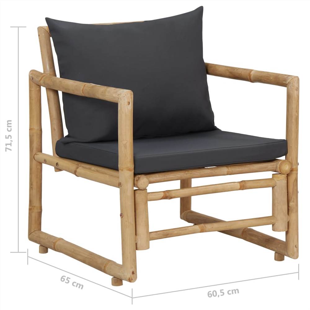 Garden Chairs with Cushions 2 pcs Bamboo