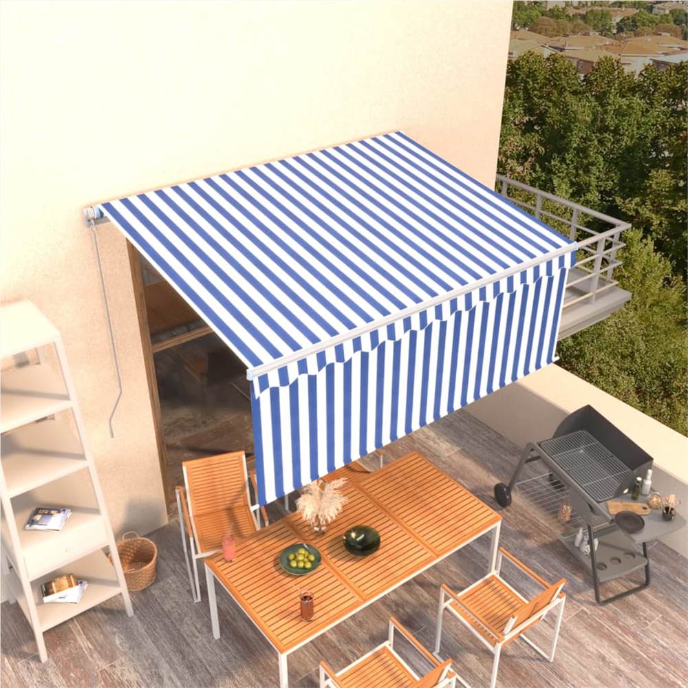 

Manual Retractable Awning with Blind 3.5x2.5m Blue&White
