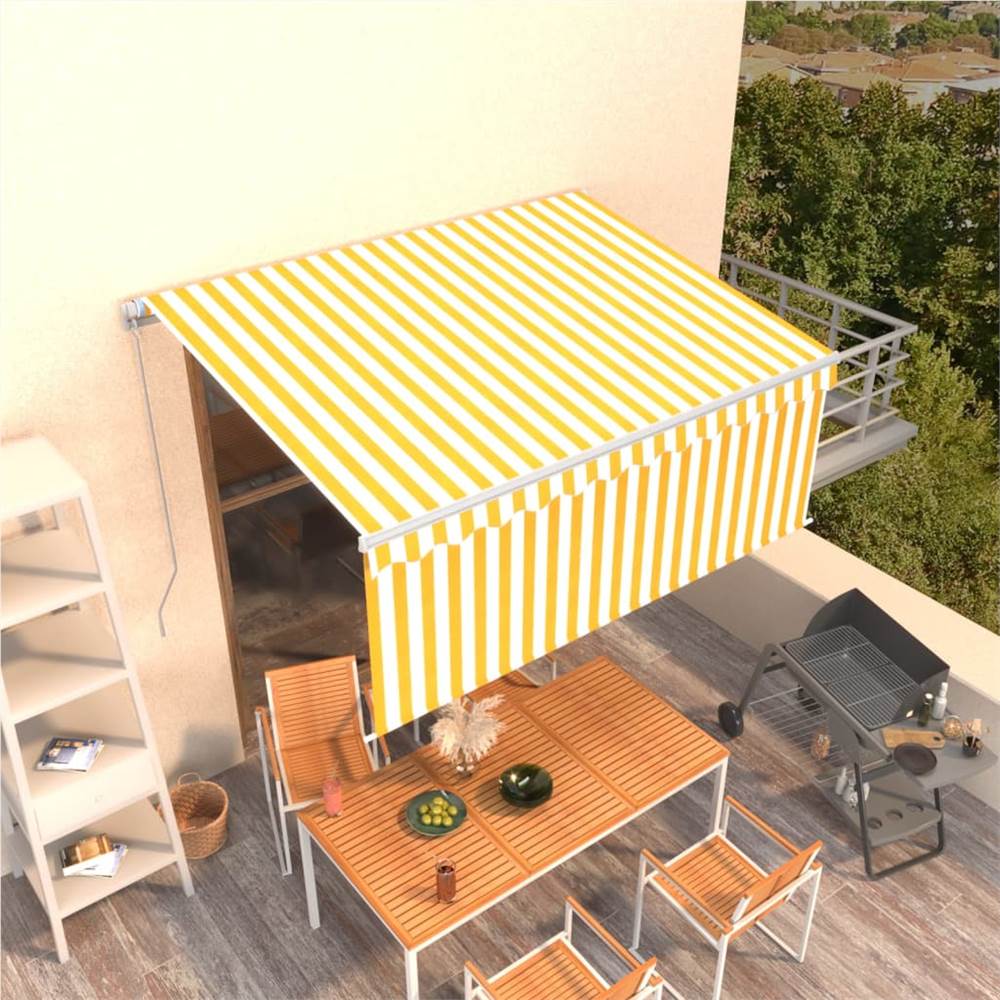 

Manual Retractable Awning with Blind 3.5x2.5m Yellow&White