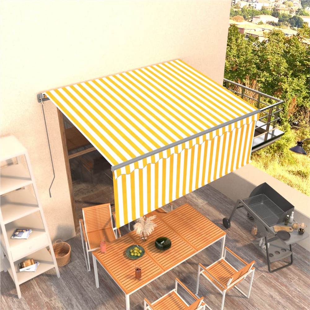 

Manual Retractable Awning with Blind 3x2.5m Yellow&White