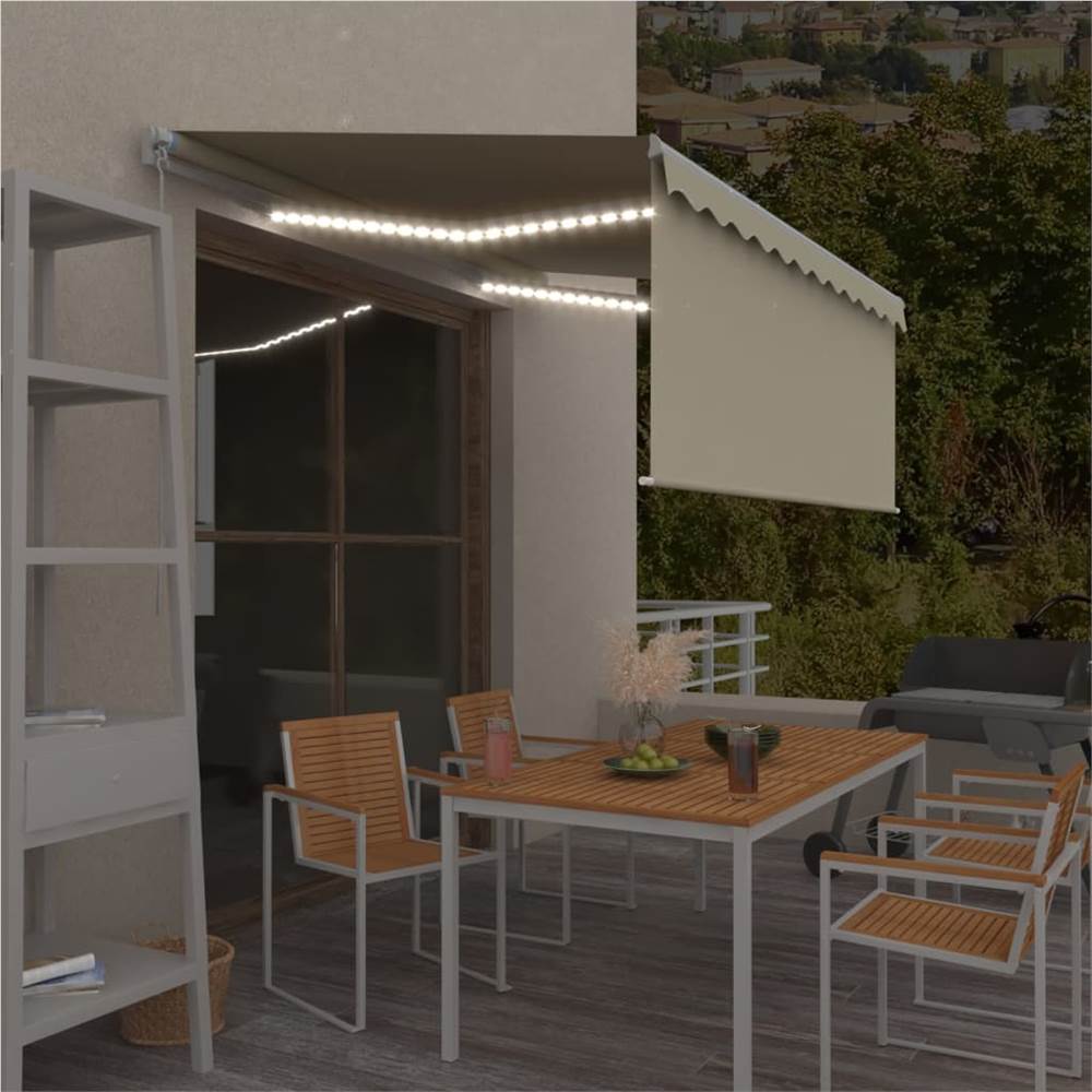 

Manual Retractable Awning with Blind&LED 3.5x2.5m Cream