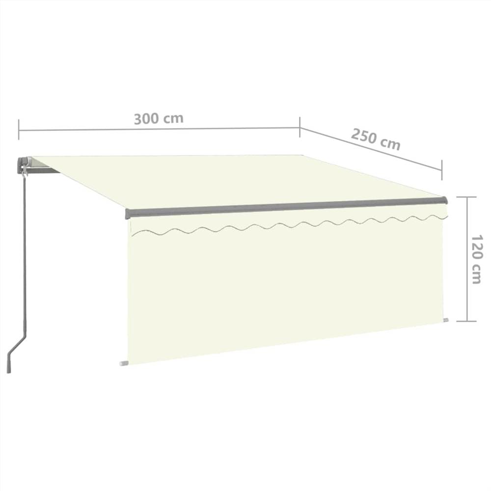 Manual Retractable Awning with Blind&LED 3x2.5m Cream