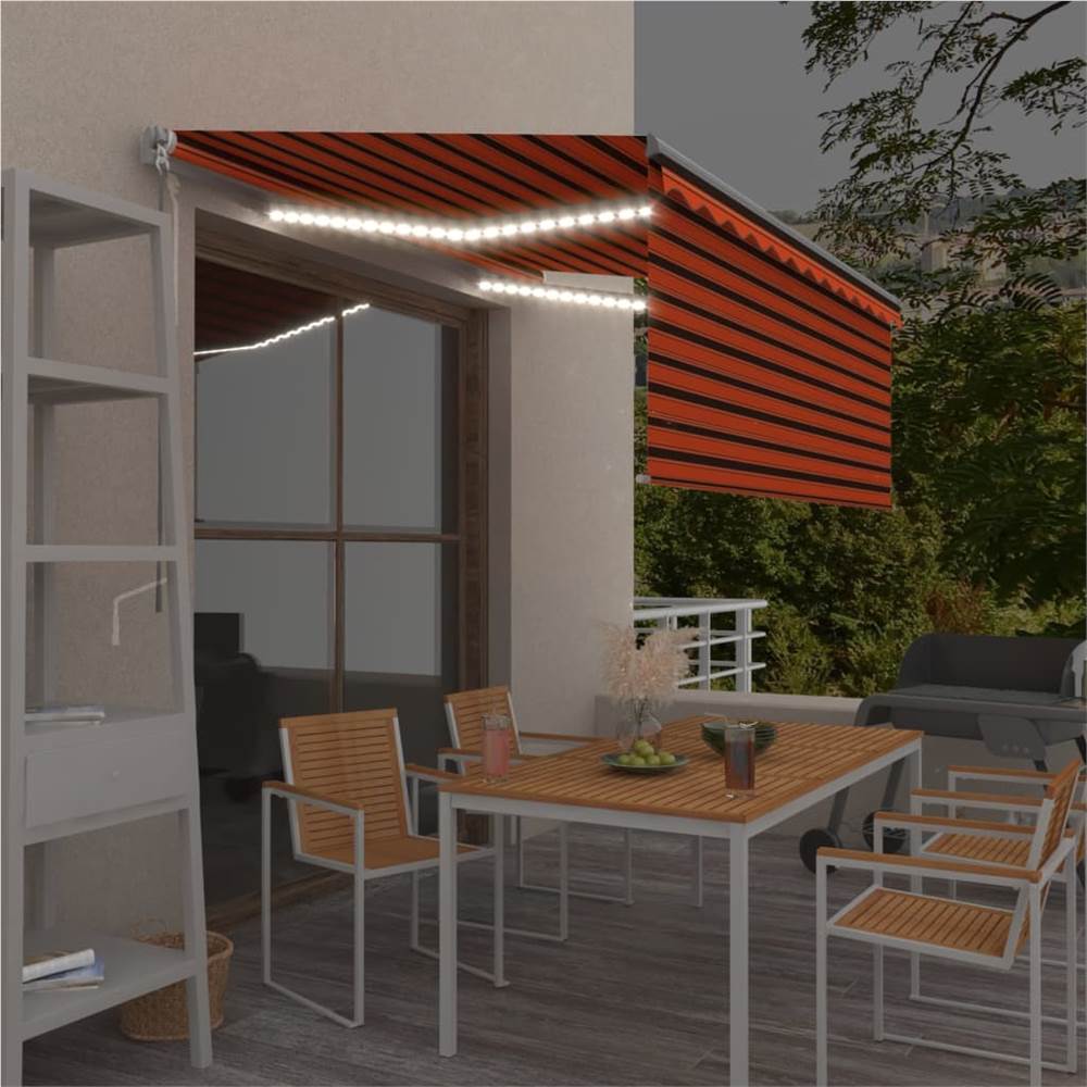 

Manual Retractable Awning with Blind&LED 3x2.5m Orange&Brown